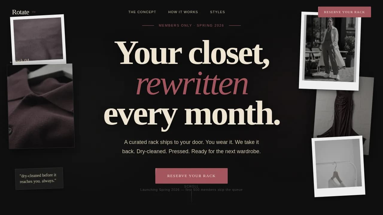 Rotate — Luxury Apparel Subscription Landing Page Template