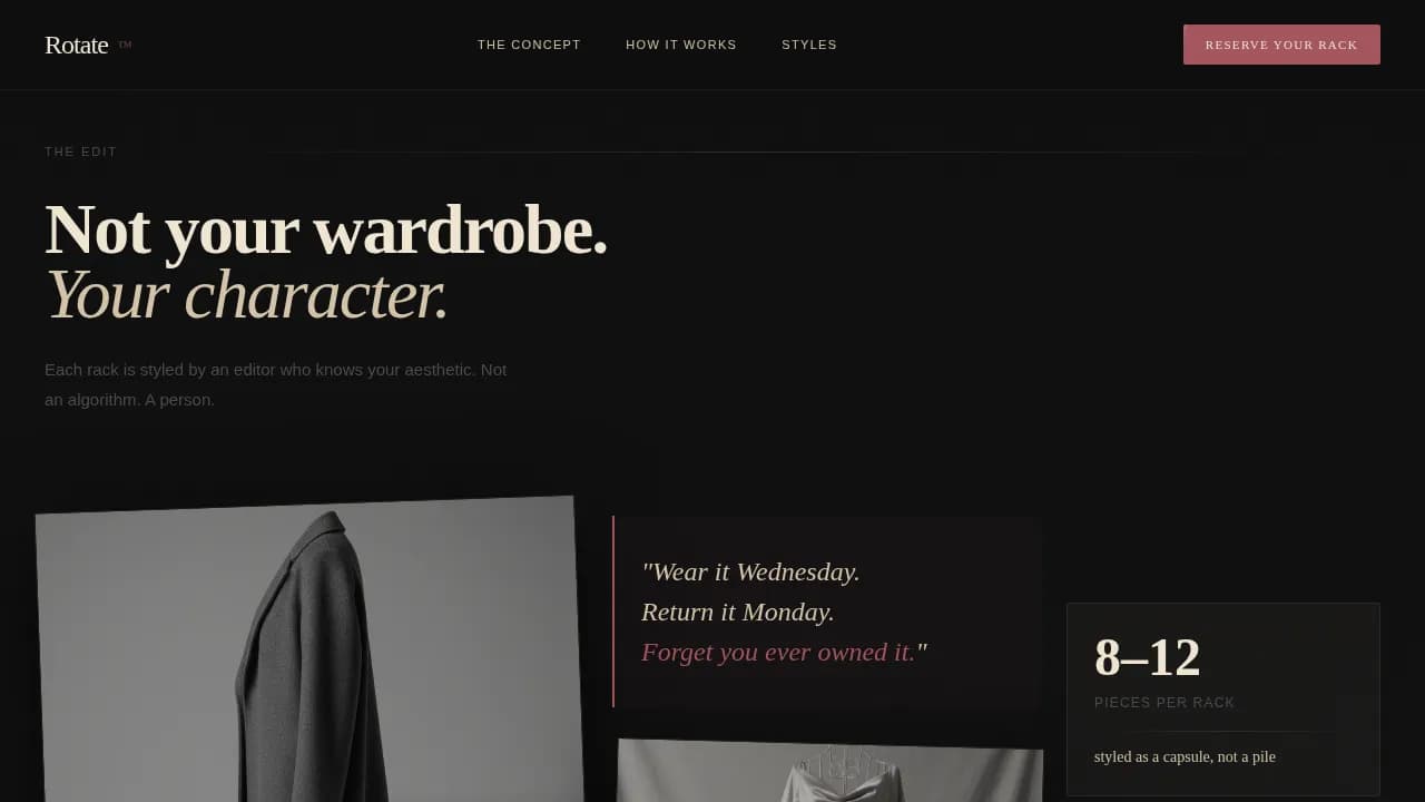 Rotate — Luxury Apparel Subscription Landing Page Template