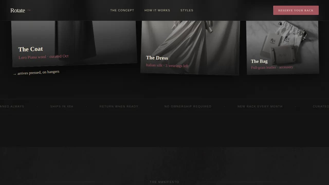 Rotate — Luxury Apparel Subscription Landing Page Template