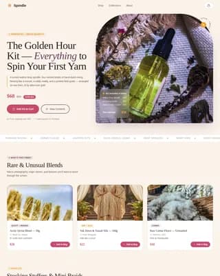 Spindle — Bespoke Textile Materials Landing Page Template
