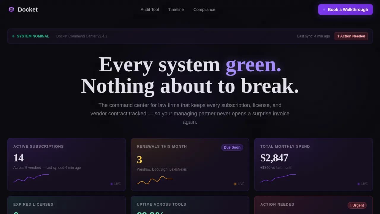 Docket — Intelligent Legal Operations Landing Page Template