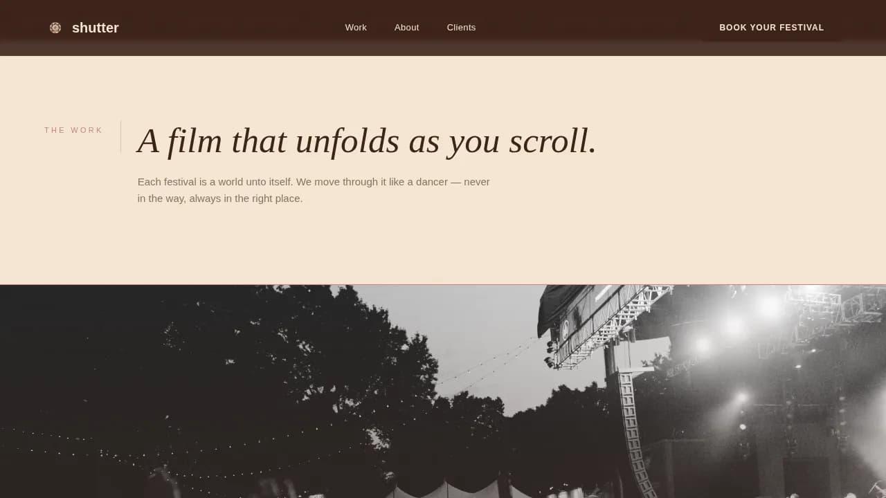 Shutter — Professional Event Documentation Landing Page Template