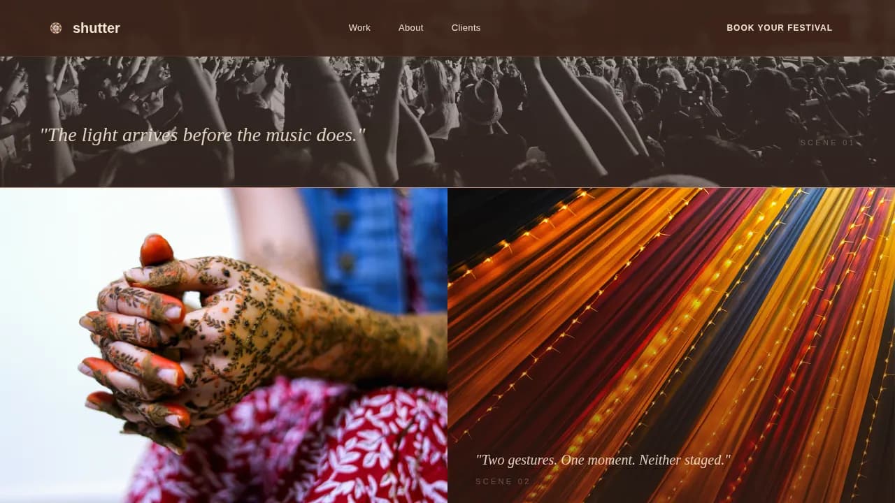 Shutter — Professional Event Documentation Landing Page Template
