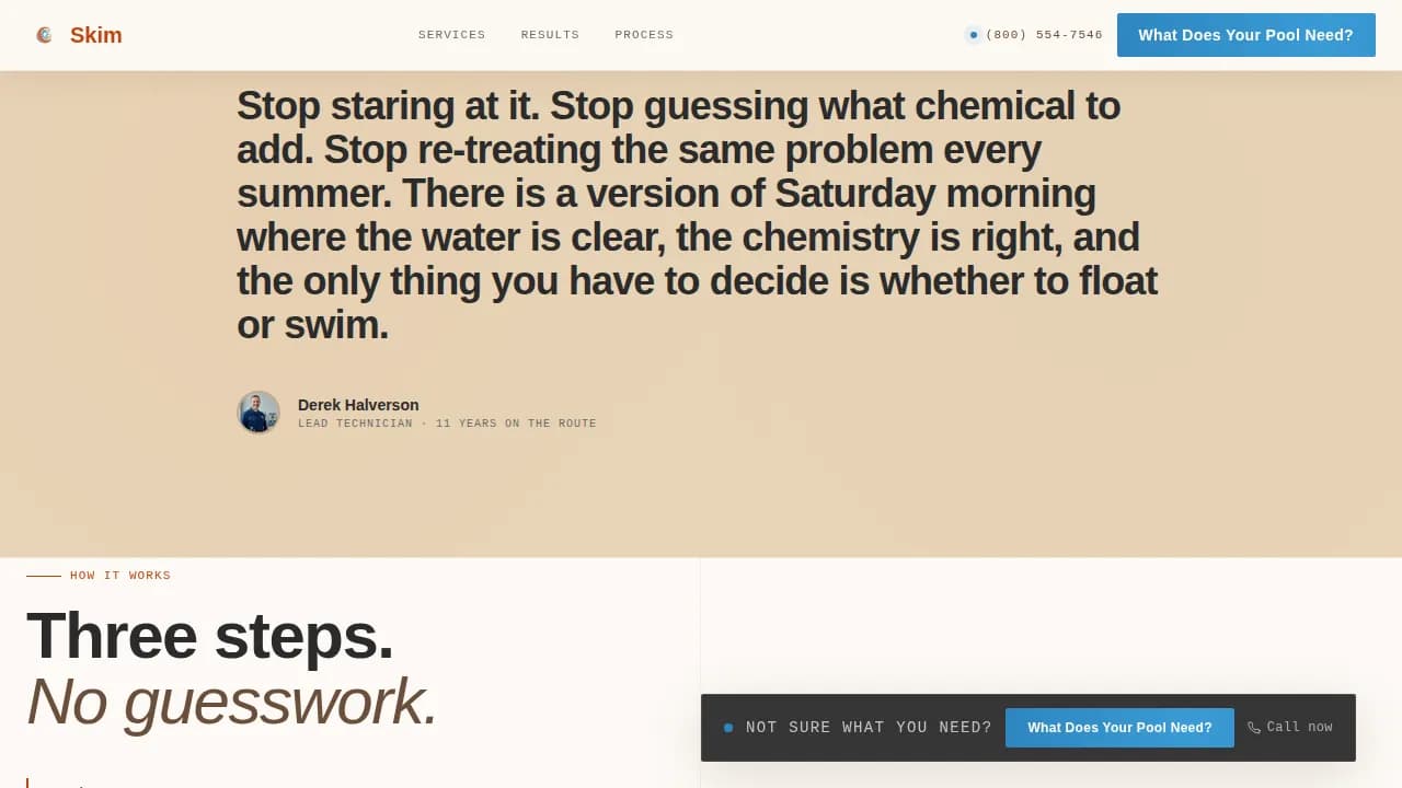 Skim — Premium Aquatic Maintenance Landing Page Template