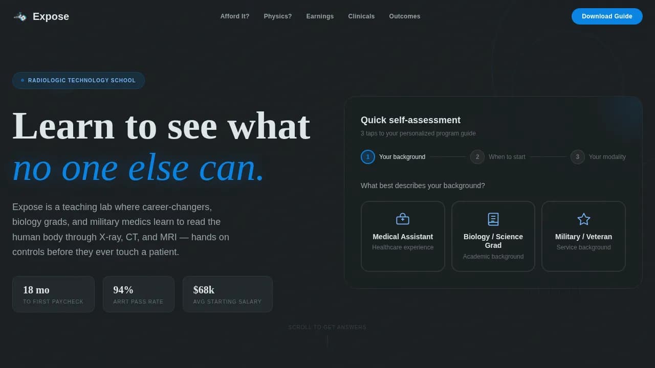 Radiate — Expert Radiology School Landing Page Template