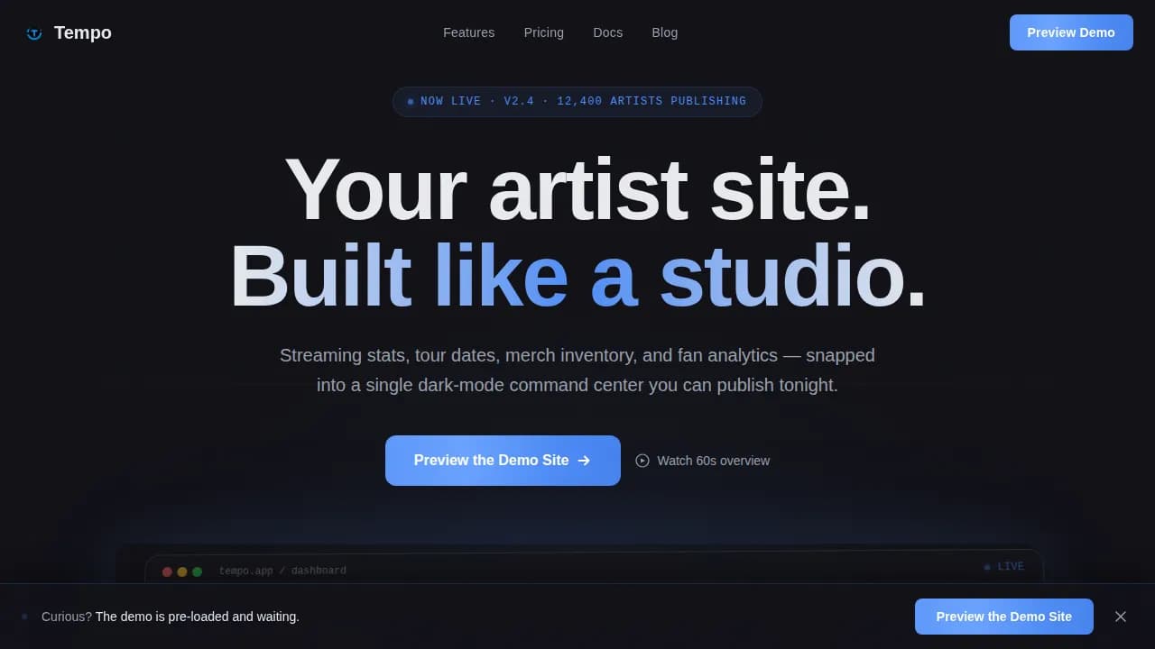 Music Digital Presence Booking Website Template