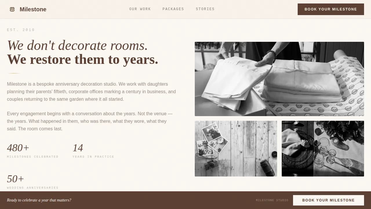 Celebrate — Timeless Occasion Planning Landing Page Template