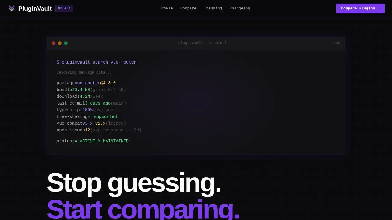 Dev — Curated Vue.js Ecosystem Landing Page Template