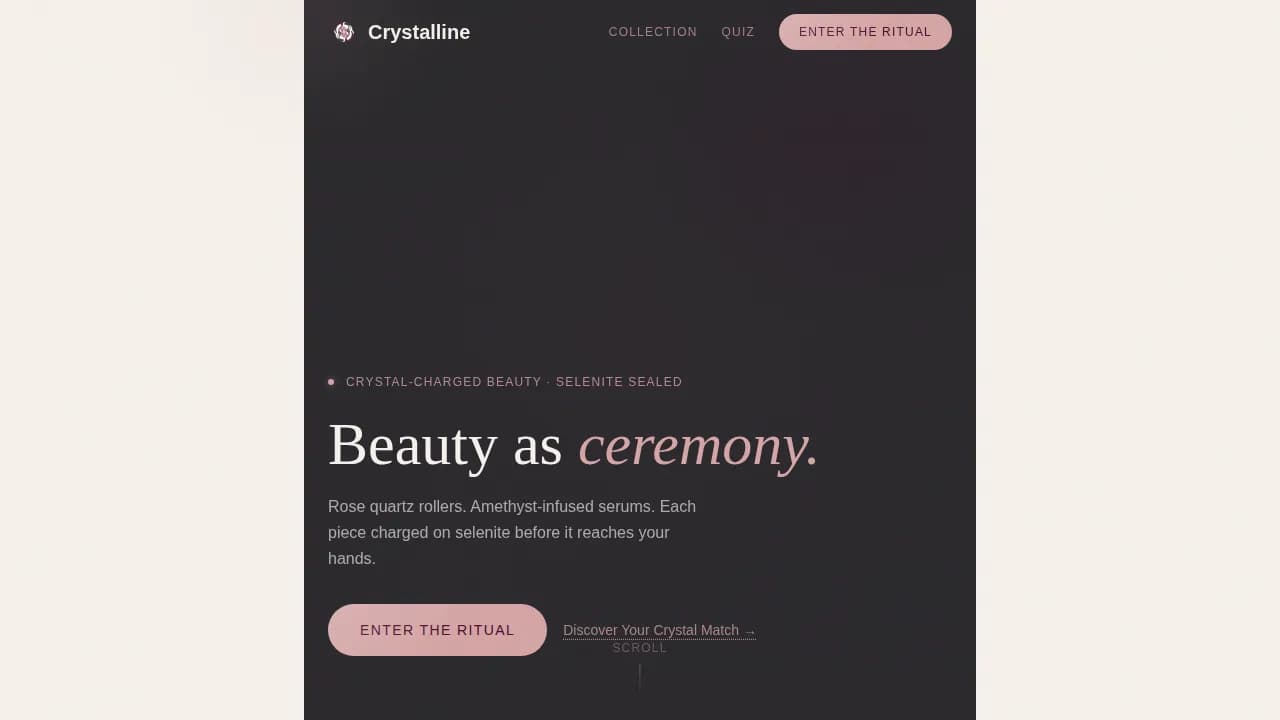 Crystalline — Holistic Wellness Beauty Landing Page Template