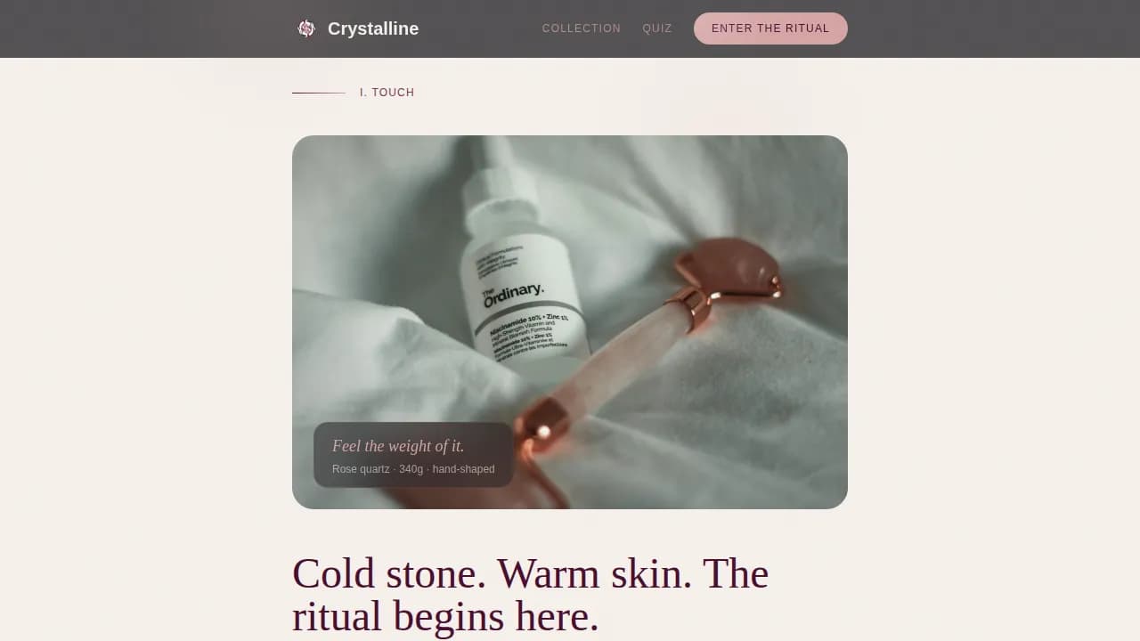 Crystalline — Holistic Wellness Beauty Landing Page Template