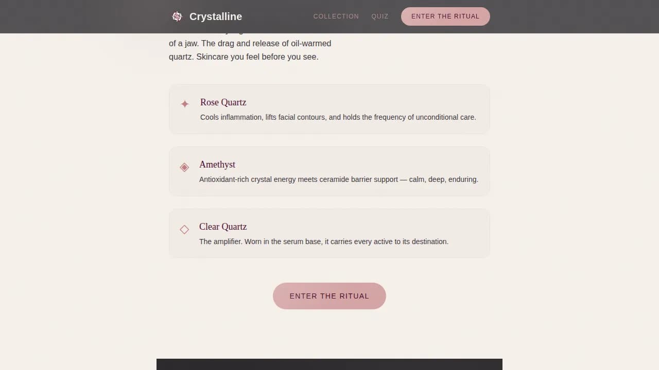Crystalline — Holistic Wellness Beauty Landing Page Template