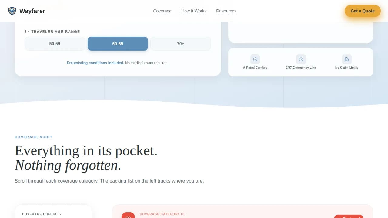 Empty Nester Insurance Pricing Website Template
