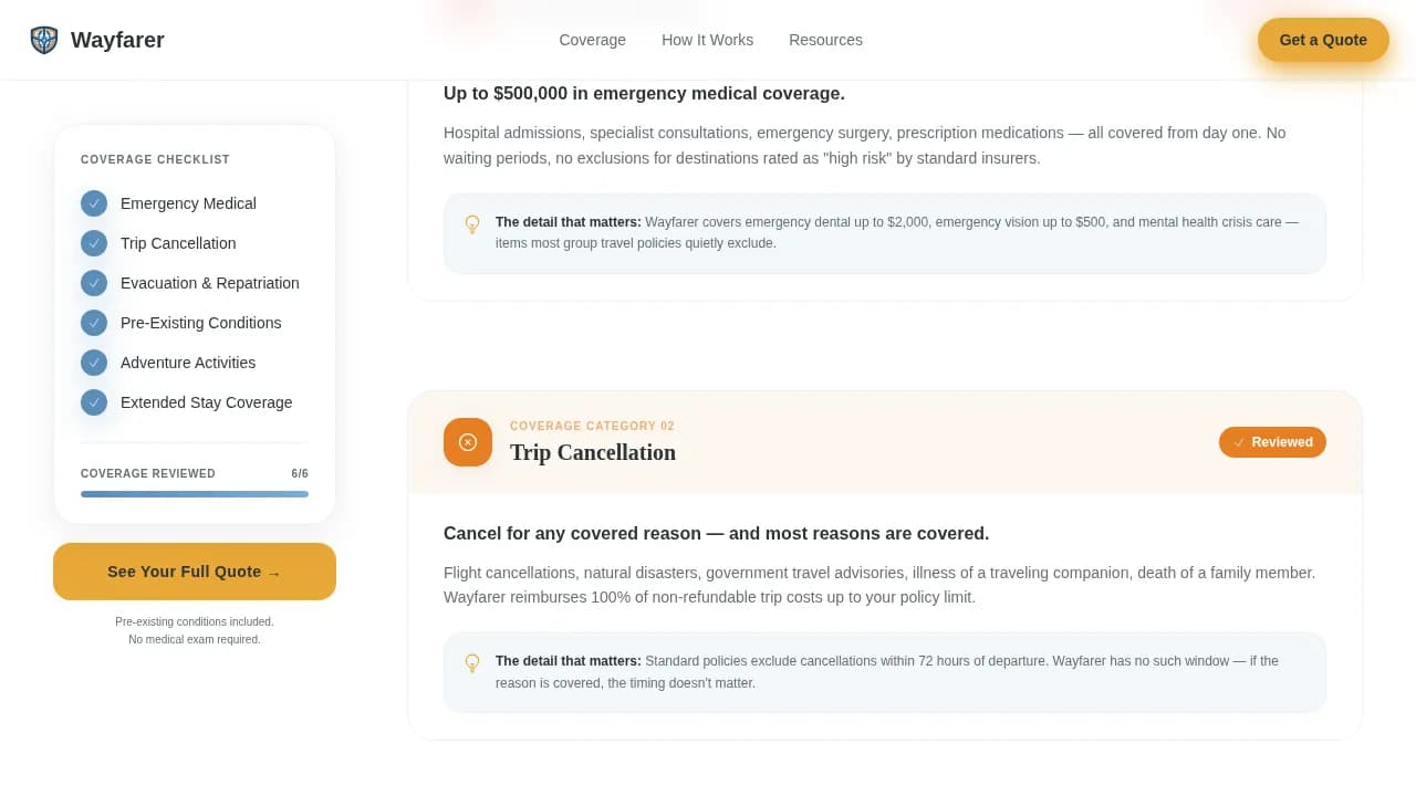 Empty Nester Insurance Pricing Website Template