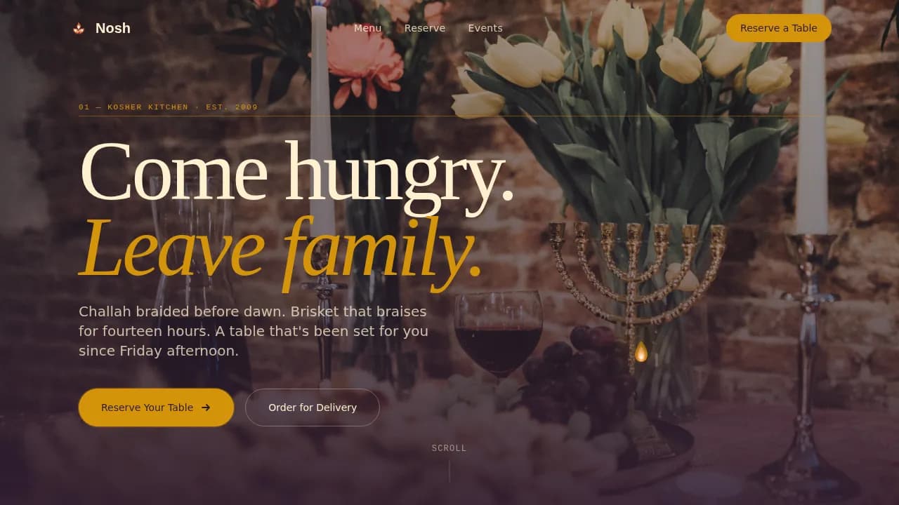Savor — Authentic Kosher Dining Landing Page Template