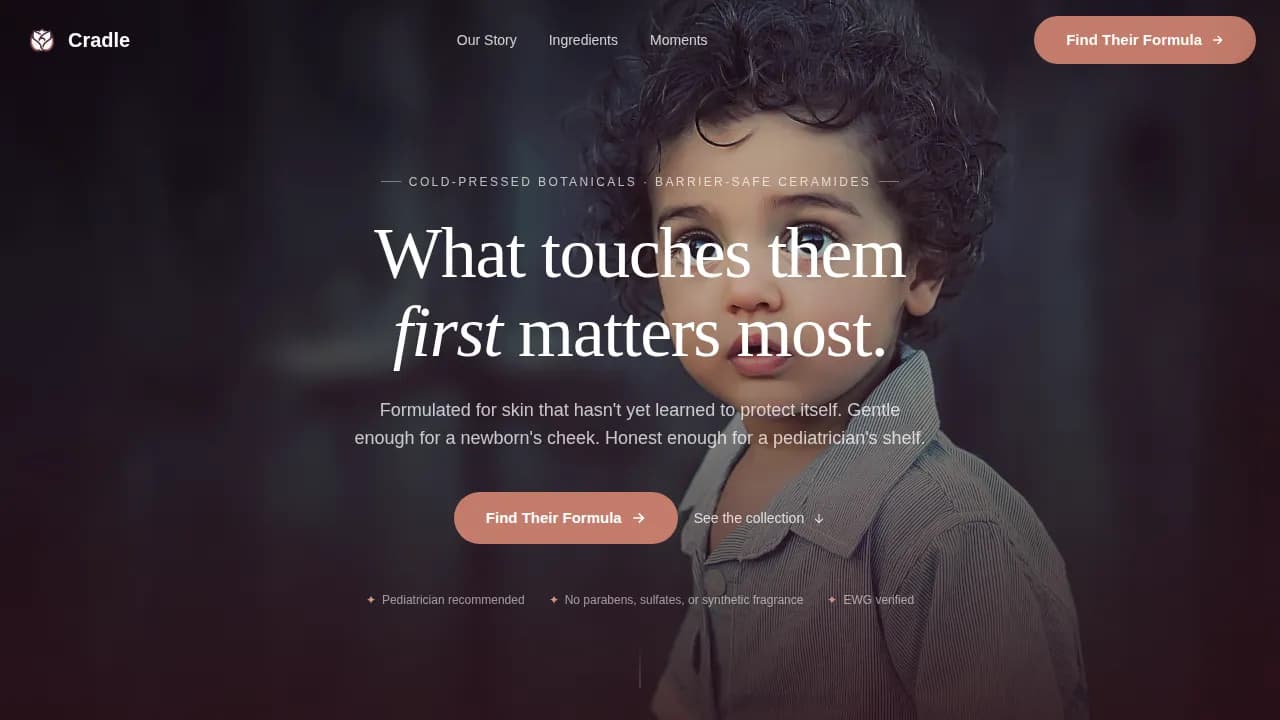 Gentle — Natural Baby Skincare Brand Landing Page Template