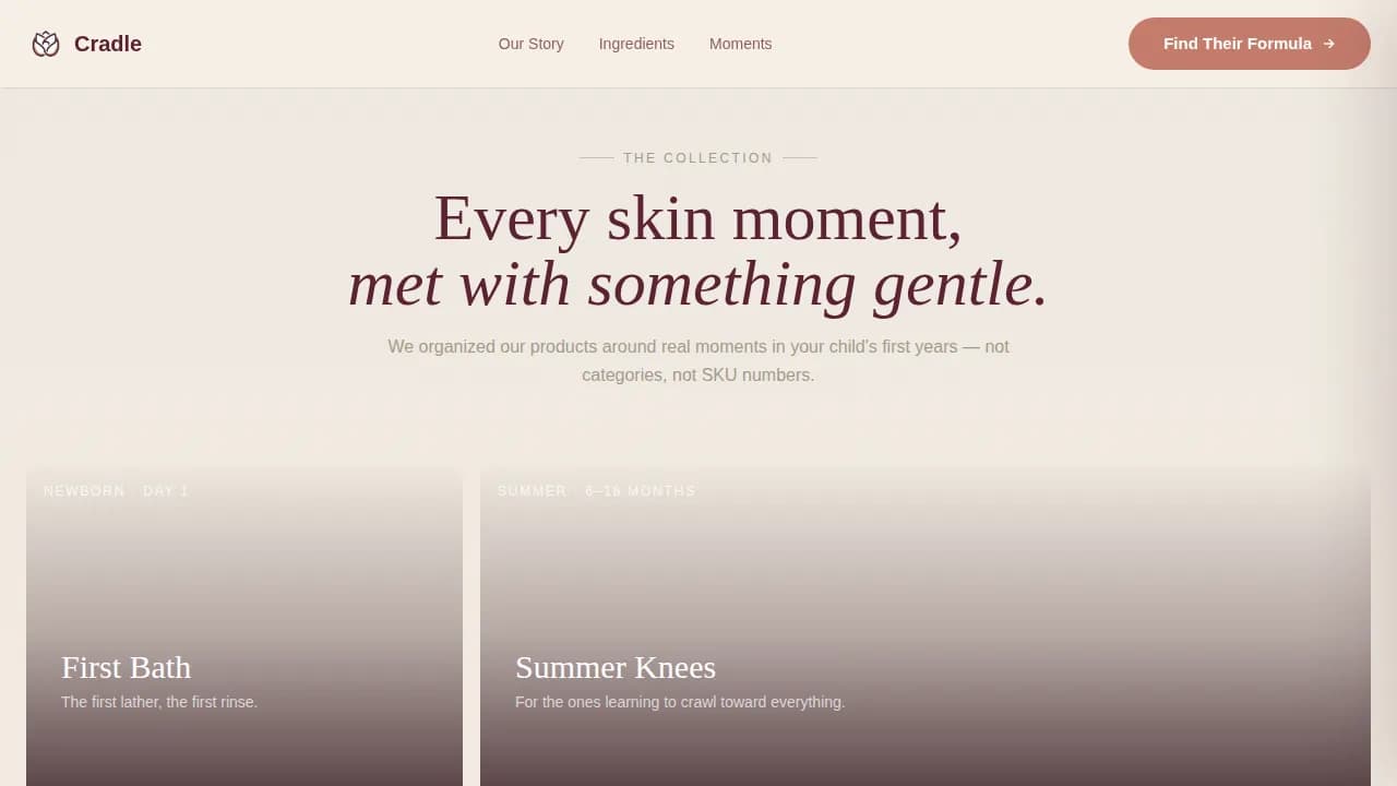 Gentle — Natural Baby Skincare Brand Landing Page Template