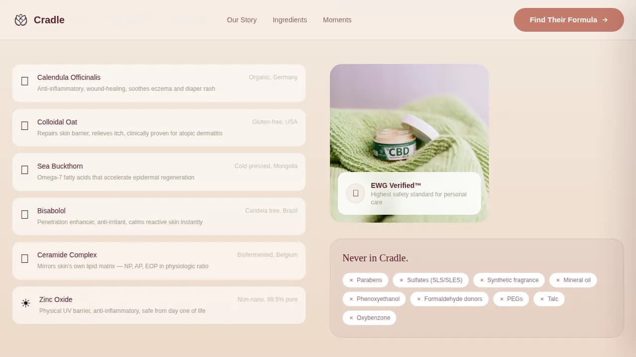 Gentle — Natural Baby Skincare Brand Landing Page Template