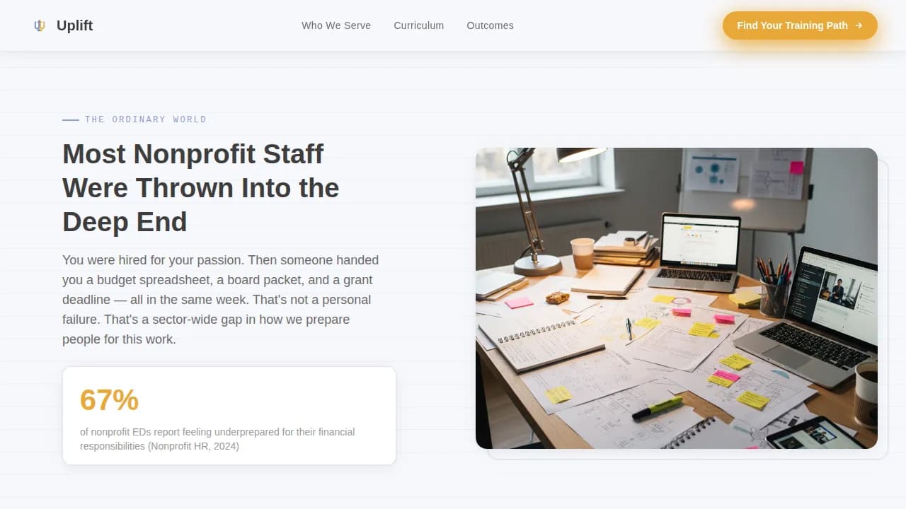 Elevate — Expert Nonprofit Training Landing Page Template