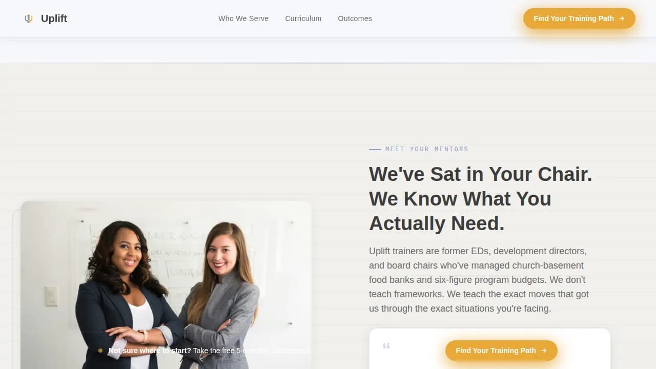 Elevate — Expert Nonprofit Training Landing Page Template