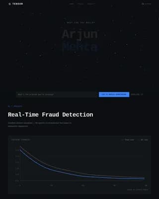 Tensor — Immersive Data Scientist Portfolio Landing Page Template