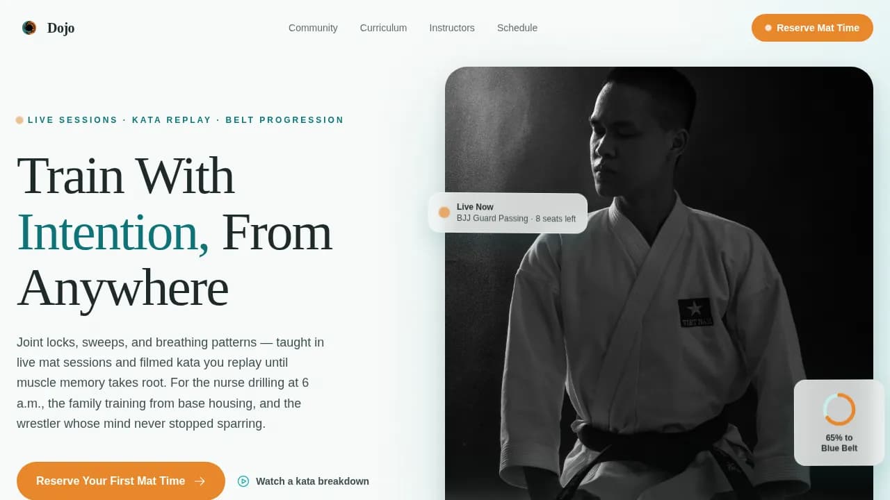 Dojo — Expert Martial Arts Online Training Landing Page Template