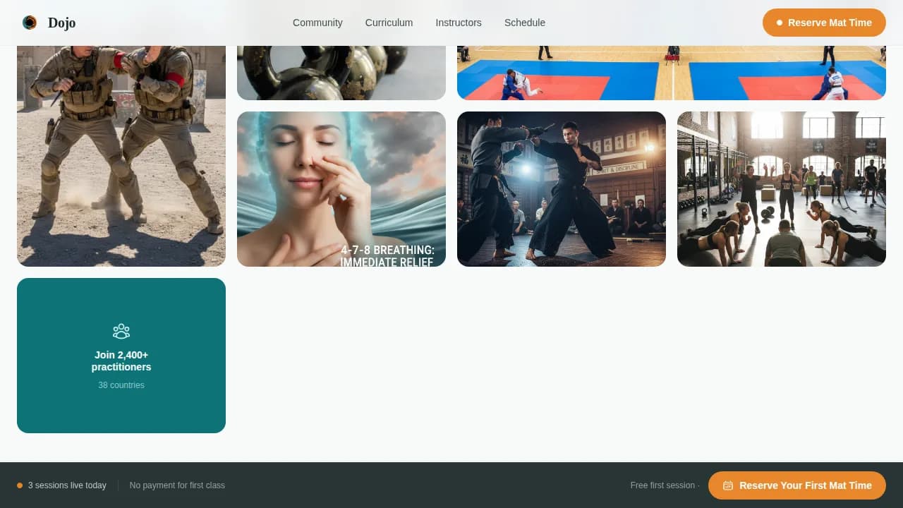 Dojo — Expert Martial Arts Online Training Landing Page Template