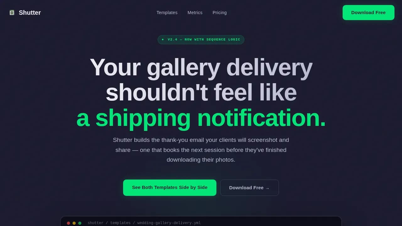Lens — Smart Photography Client Management Landing Page Template