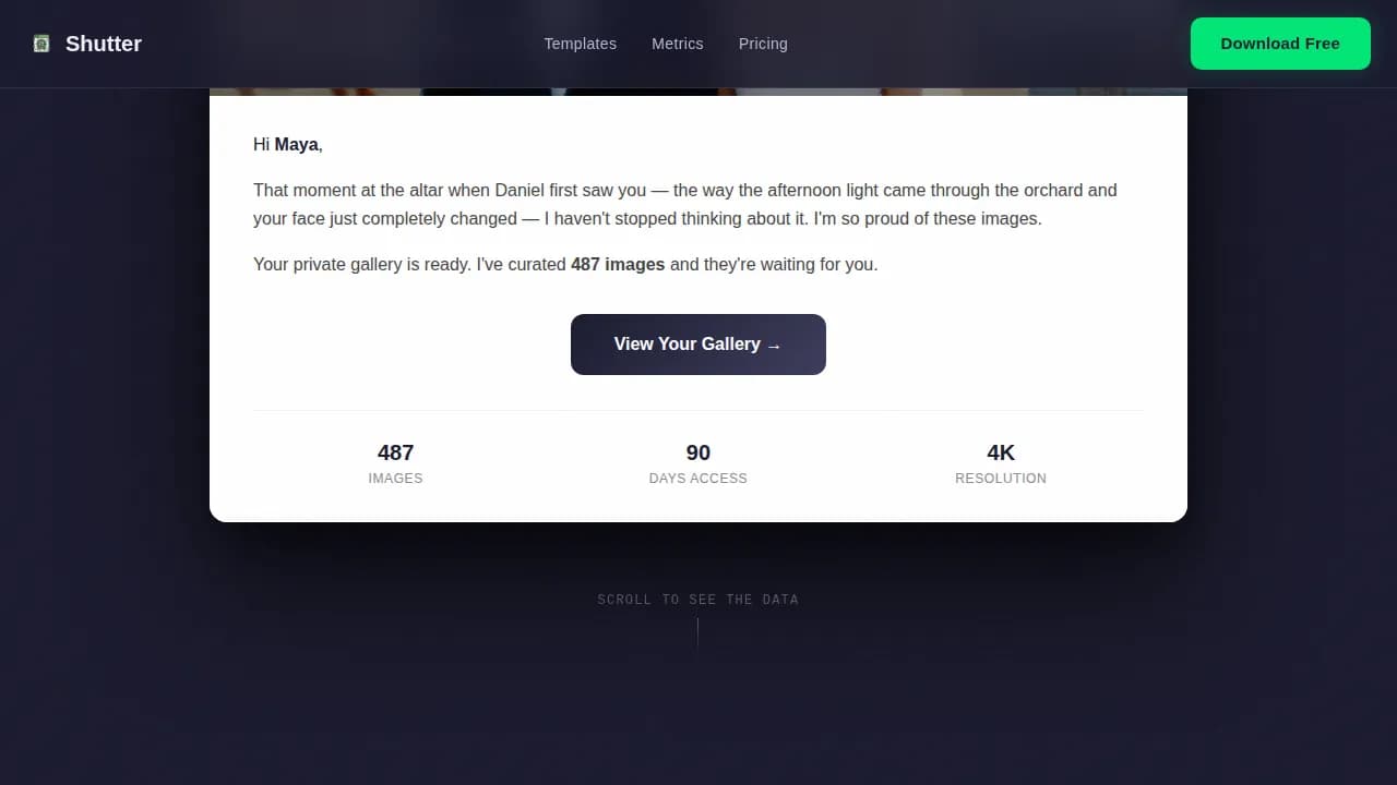 Lens — Smart Photography Client Management Landing Page Template
