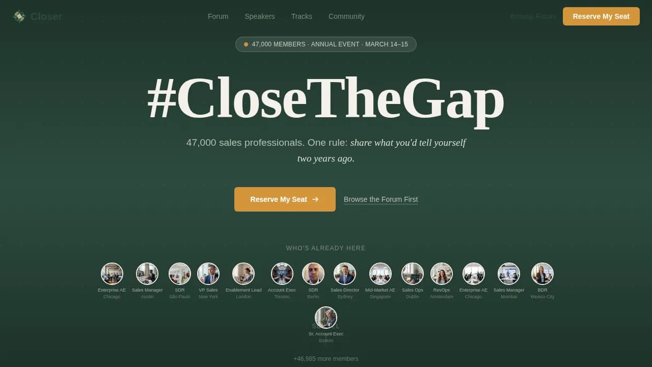 Elevate — Community Sales Professional Network Landing Page Template