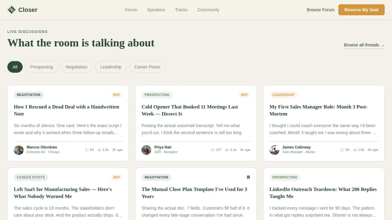 Elevate — Community Sales Professional Network Landing Page Template