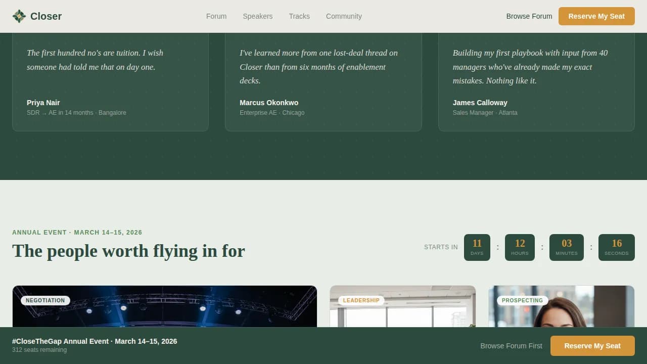 Elevate — Community Sales Professional Network Landing Page Template