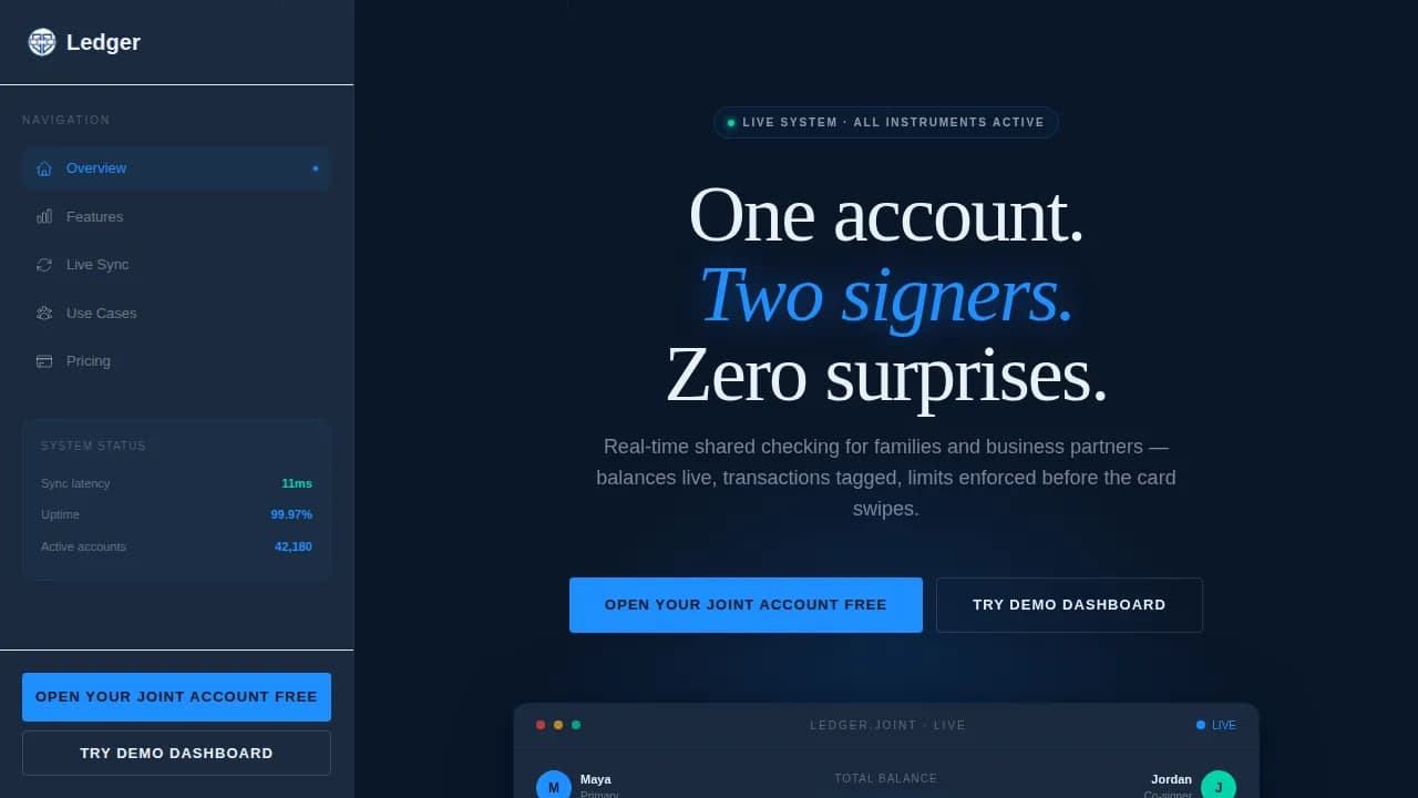 Unite — Flexible Joint Account Management Landing Page Template