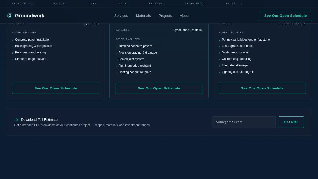 Hardscaping & Lawn Care Cost Estimator Website Template