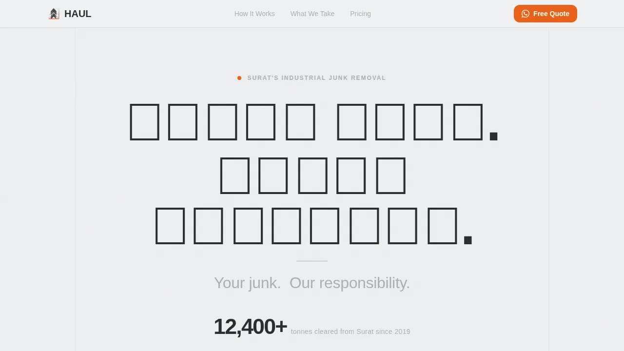 Haul - Industrial Junk Removal Landing Page Template