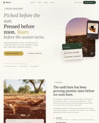 Flourish — Premium Jasmine Cultivation Farm Landing Page Template