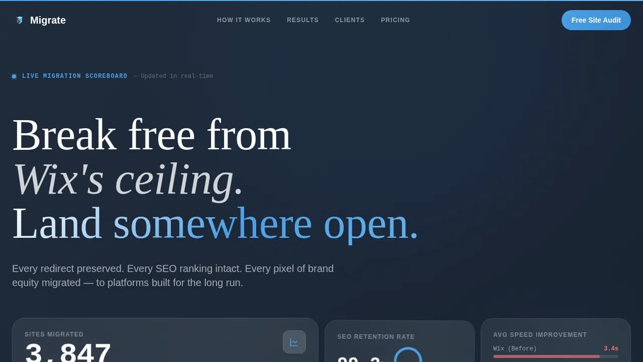 Migrate — Seamless Platform Conversion Landing Page Template
