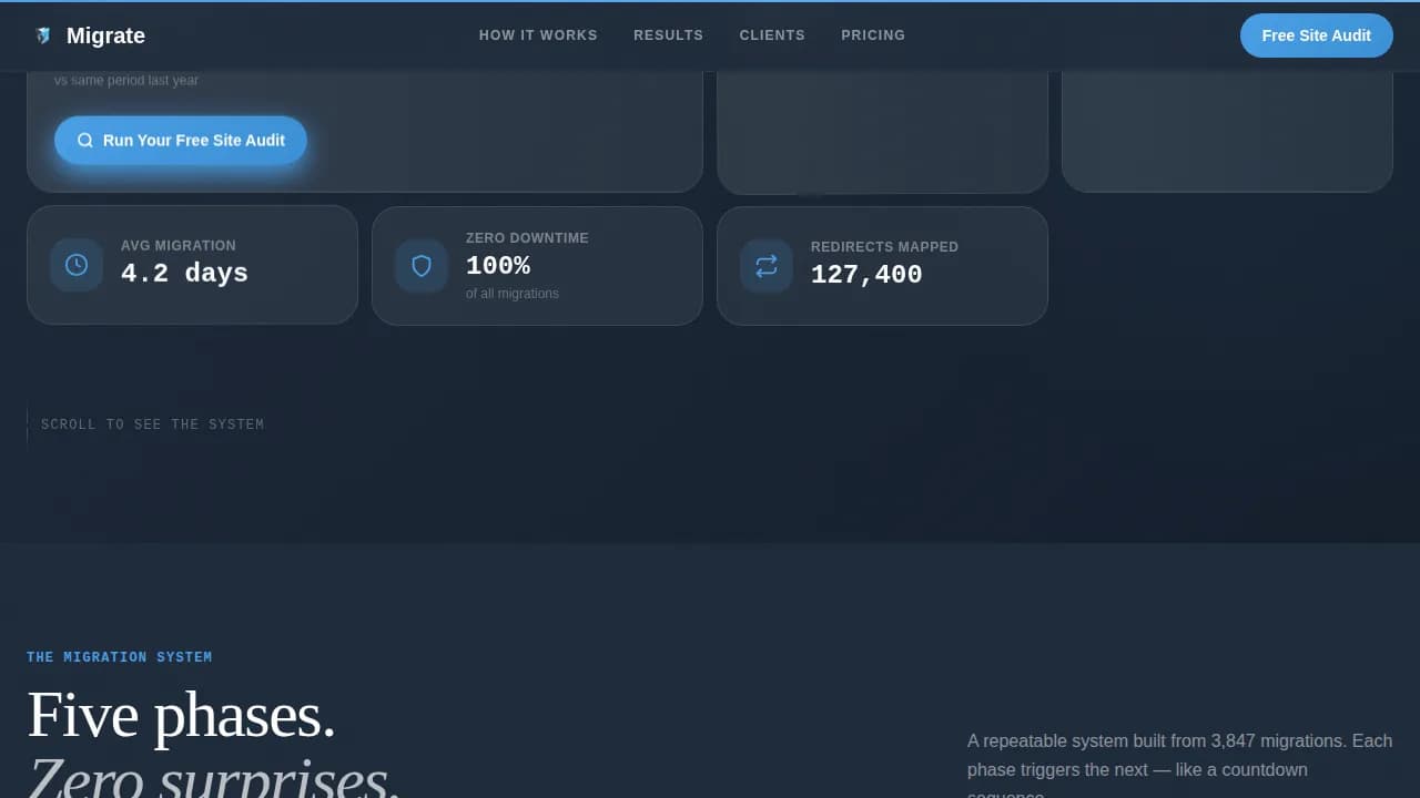 Migrate — Seamless Platform Conversion Landing Page Template