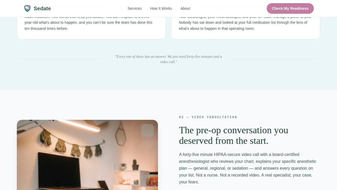 Prepare — Professional Anesthesia Telemedicine Consultation Landing Page Template