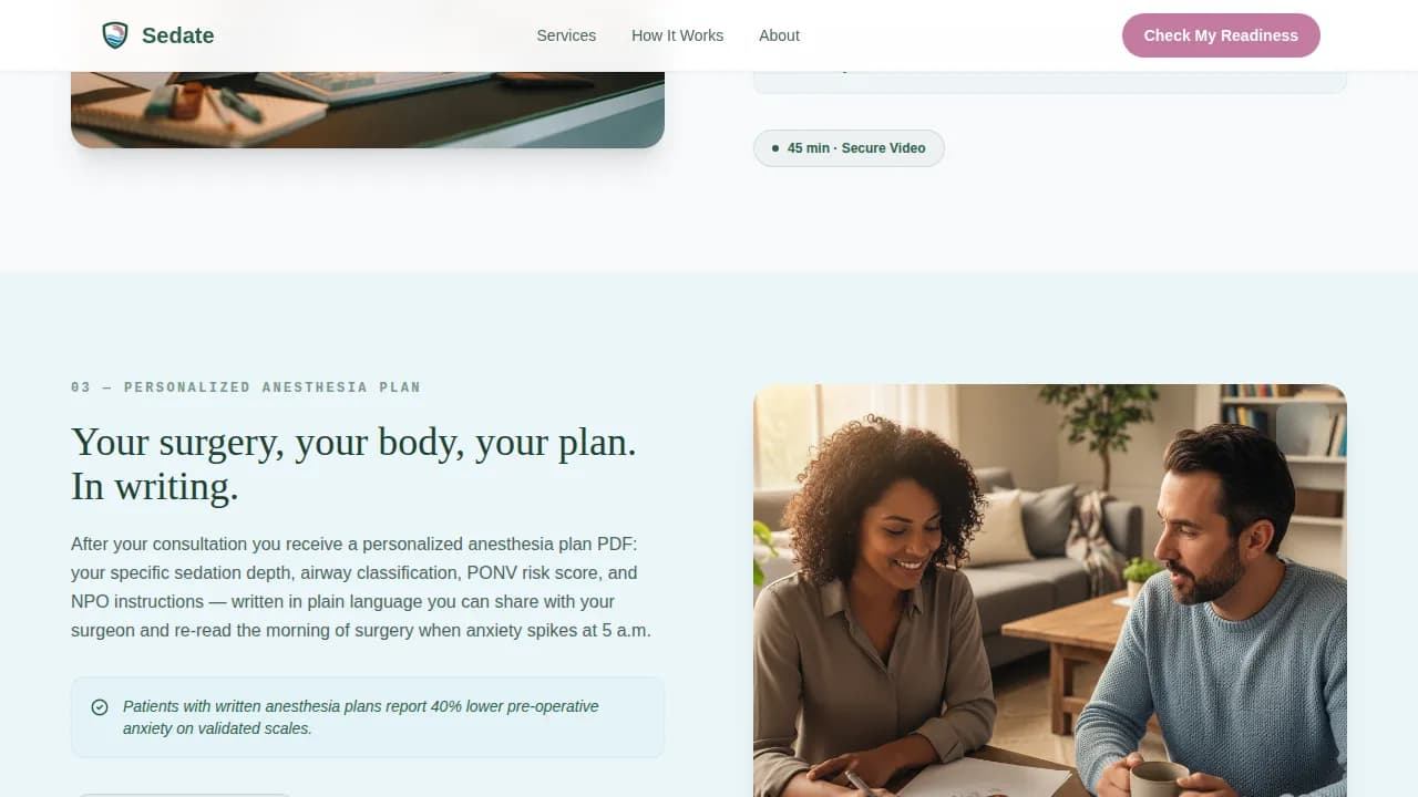 Prepare — Professional Anesthesia Telemedicine Consultation Landing Page Template