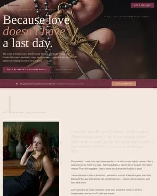 Keepsake - Handcrafted Memorial Jewelry Donation Landing Page Template