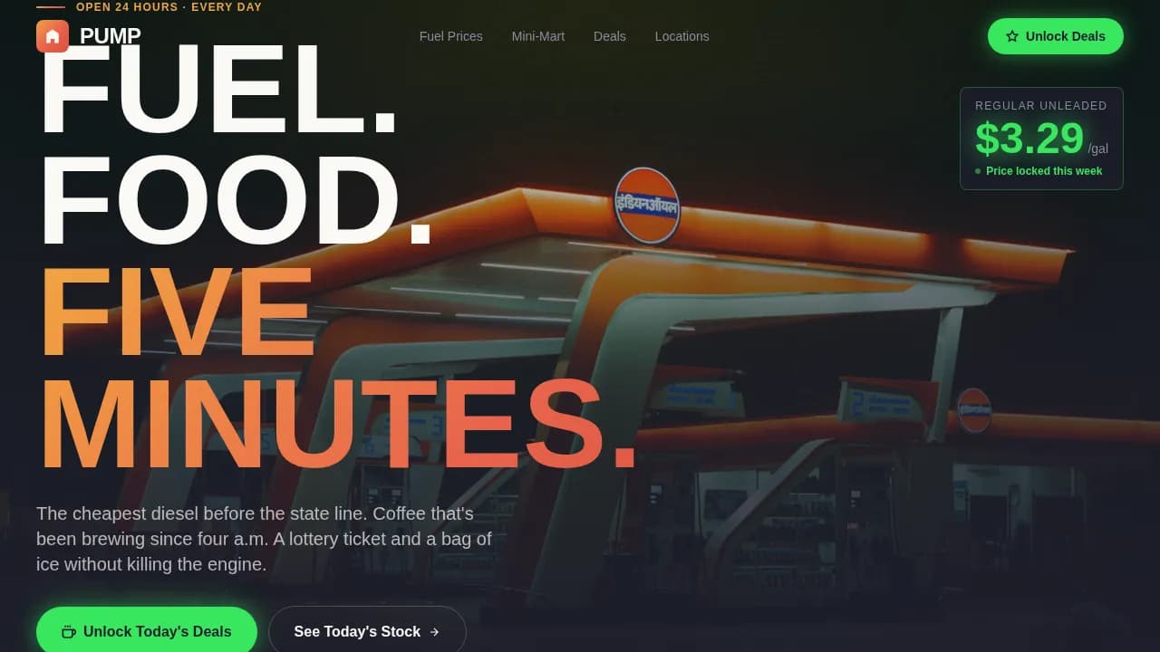 Refuel — Vibrant Fuel Marketplace Platform Landing Page Template