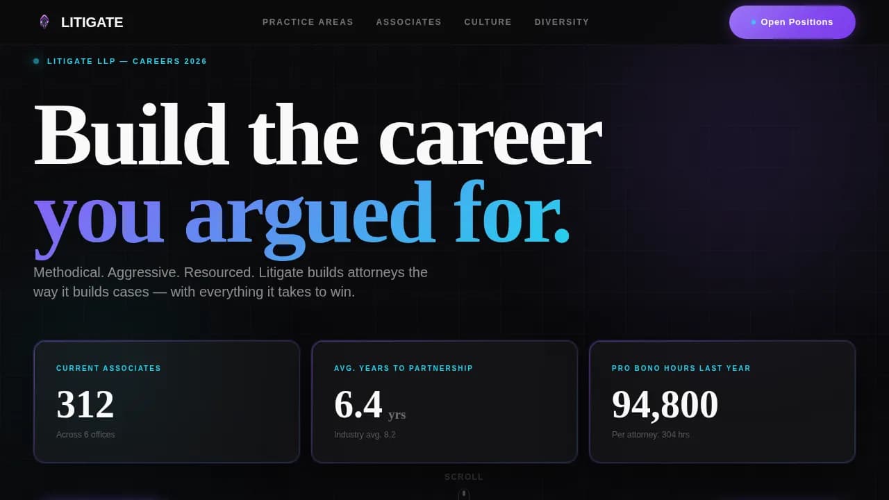 Elite Law Firm Careers & Attorney Recruitment Website Template