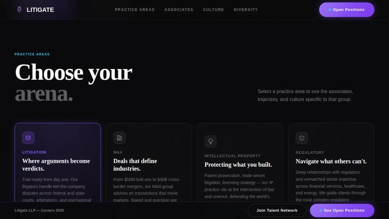 Elite Law Firm Careers & Attorney Recruitment Website Template