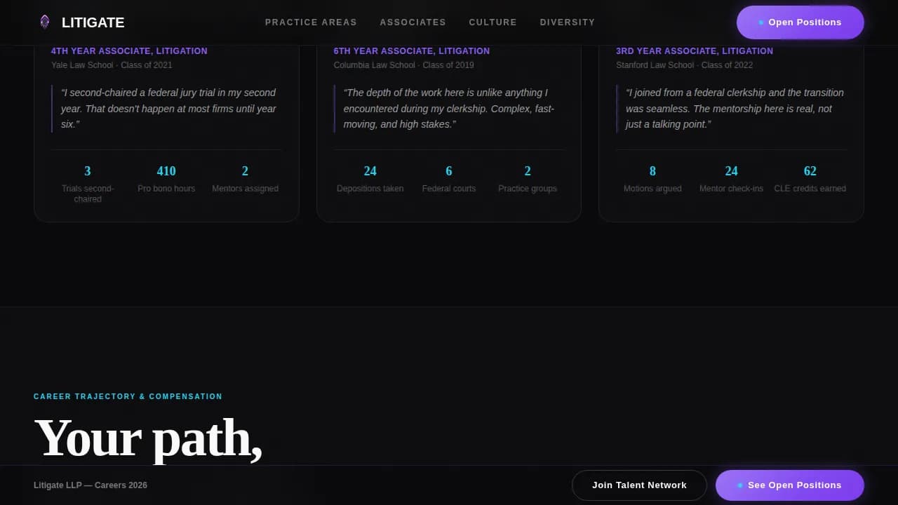 Elite Law Firm Careers & Attorney Recruitment Website Template