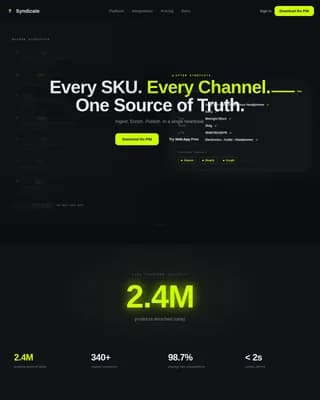 Syndicate - Unified PIM Data Command Landing Page Template