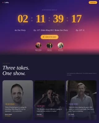 Atrium — Premium Gaming Podcast Landing Page Template