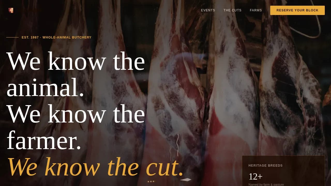 Carve — Premium Butcher Booking Landing Page Template