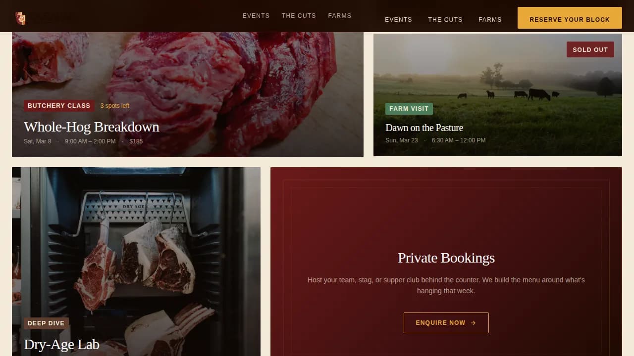 Carve — Premium Butcher Booking Landing Page Template
