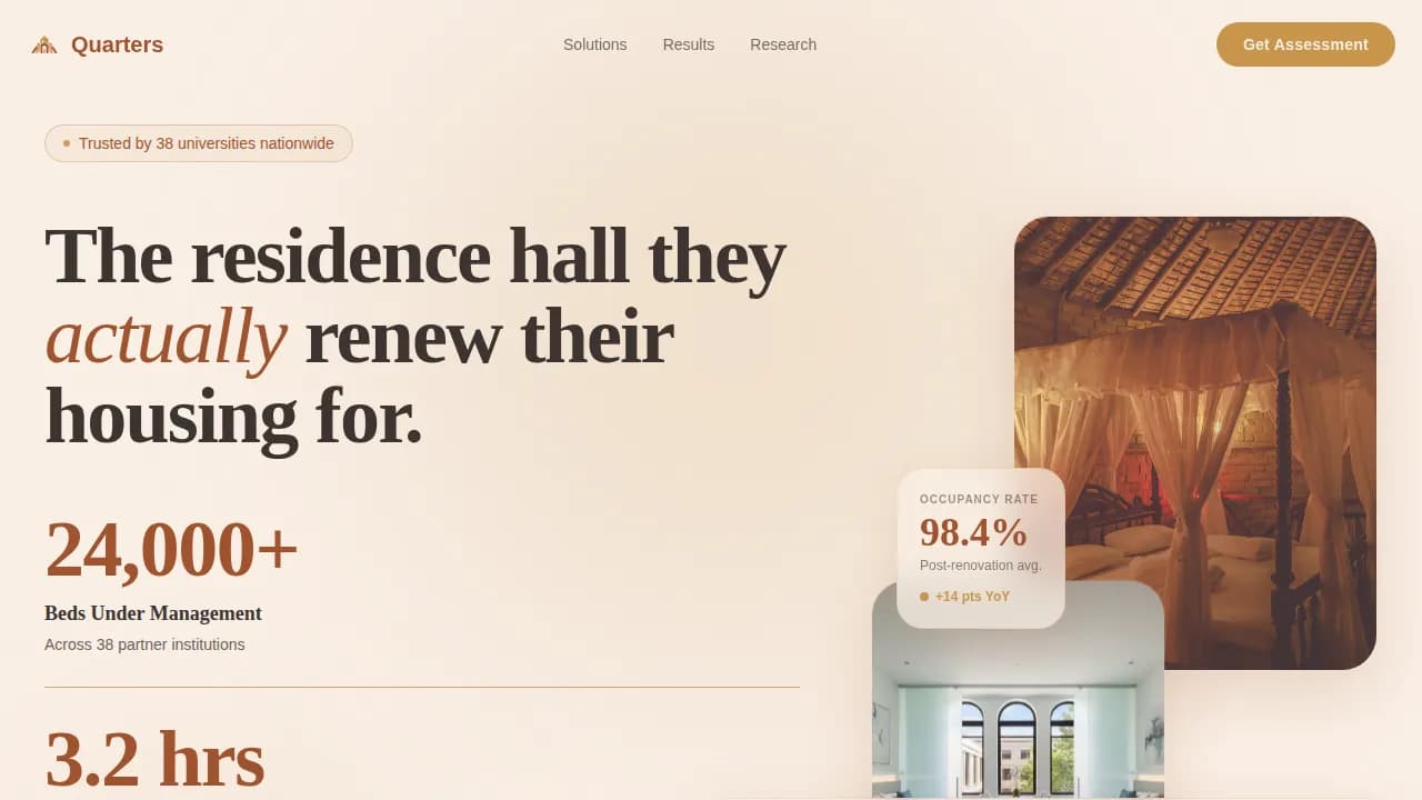 Residence — Smart Dorm Management Landing Page Template