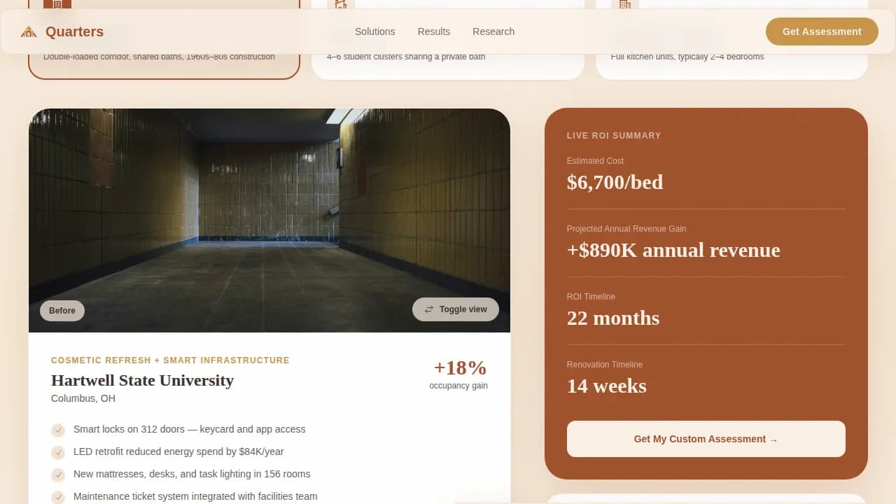 Residence — Smart Dorm Management Landing Page Template